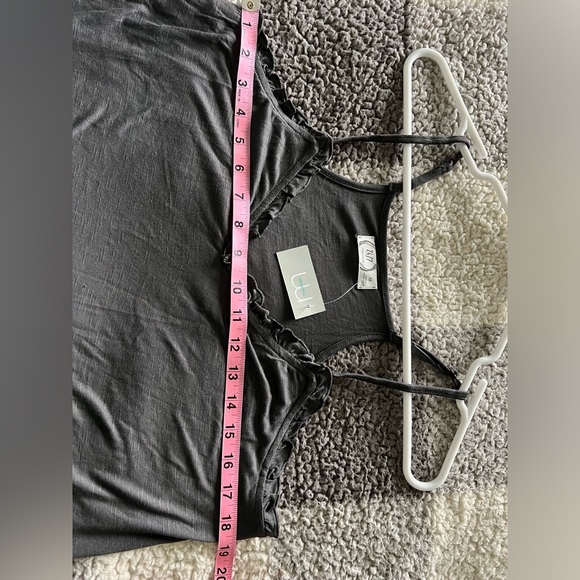 NWT- Dark Gray Cami with ruffle neck line size medium - Picture 5 of 5